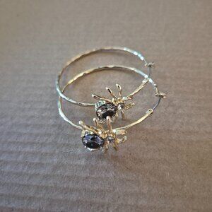 Gold Plated Spider Hoop Earrings.
